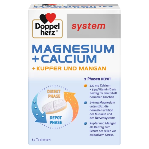 Abbildung der Produktverpackung Doppelherz system MAGNESIUM + CALCIUM DEPOT Frontansicht